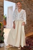 Made in Italy Runa Leather Look Skirt Ecru